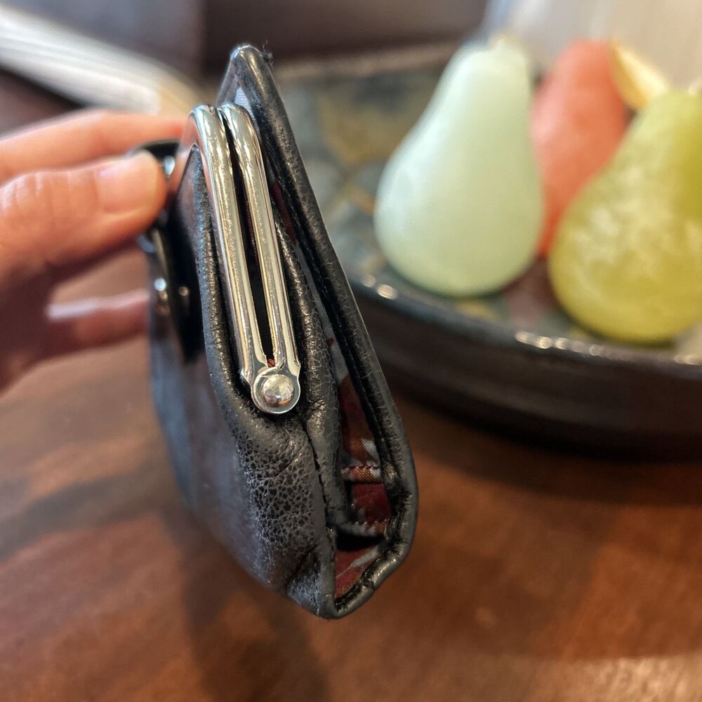 HOBO Black Leather Wallet with Silver Hardware - Picture 5 of 14